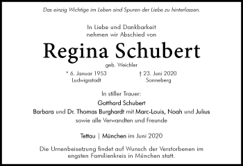 Traueranzeigen Von Regina Schubert Franken Gedenkt De