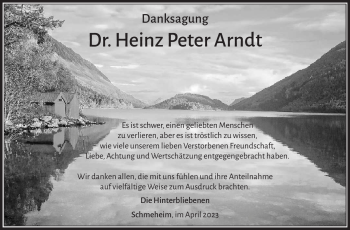 Traueranzeigen Von Dr Heinz Peter Arndt Franken Gedenkt De