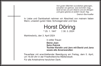 Traueranzeigen von Horst Döring franken gedenkt de