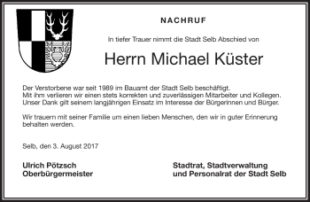 Traueranzeige von Michael Küster von Frankenpost