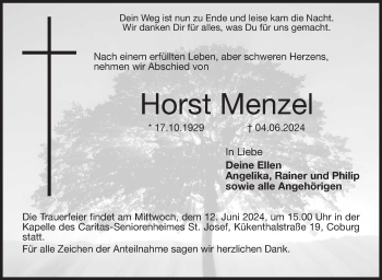 Traueranzeige von Horst Menzel von Neue Presse Coburg